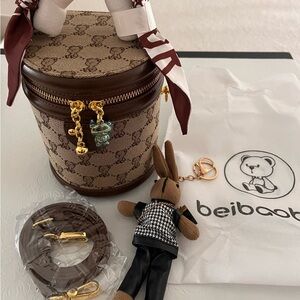 NEW Teddy Bear Cylinder Bucket Bag